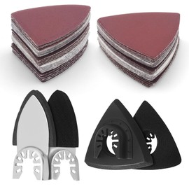 LOUZAGO 54 Pcs Oscillating Tool Sanding Kit, Triangle & Finger Sanding Pads & Sandpaper (60/80/100/120/240 Grits), Compatible with Bosch, Red & Black