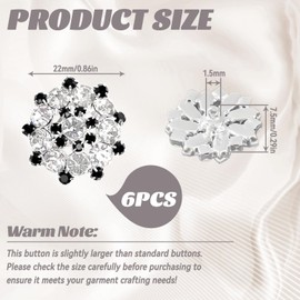 GIKPAX 6 Pieces Rhinestone Buttons, Crystal Flower Buttons for Cardigans, Black and White Rhinestone Buttons for Sewing Rhinestones, Fashion Crystal Buttons, Alloy Buttons for Crafts, Wedding