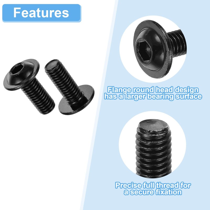 sourcing map 20Pcs M8-1.25x20mm Flanged Button Head Socket Cap Screws,