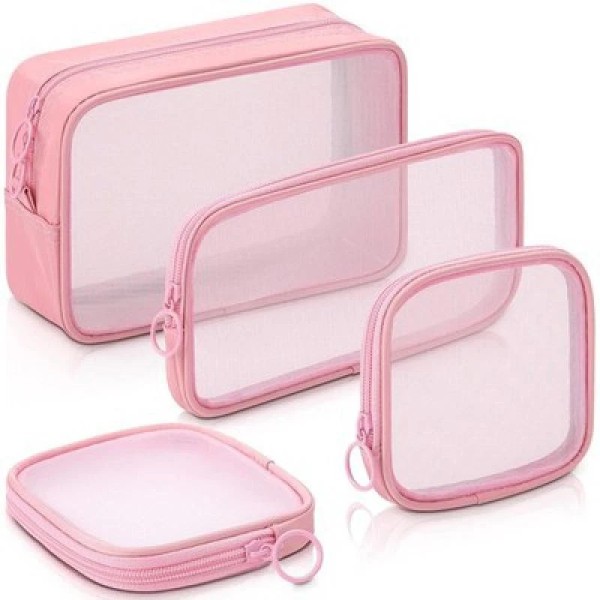 Unbranded 4 Pcs Mesh Makeup Bag Mesh Cosmetic Bag Travel