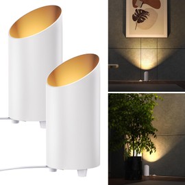 Sunco Uplighting Indoor with Foot Switch, LED Floor Can Light Spotlight, for Indoor Plants 7W, 450 LM, 3000K Warm White, 120V, Non-Dimmable, White 2 Pack.