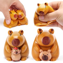 2Pack Handmade Capybara Squishy Toys - Ultra Soft Taba Squeeze Fidget Toys for Stress Relief, Kawaii Capybara Sticky Taba Toys for Kids and Adults