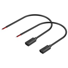 GINTOOYUN 2PCS 2Pin Extension Cable USB C Female Plug Bare Wire Cable 5V/3A USB Type C Female Bare Wire Open End Power Cable(0.3m/11.81 Inch)