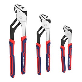 WORKPRO 3 Piece Groove Joint Plier Set, 12/10/8 Inch Adjustable Water Pump Pliers, Straight Jaw Pliers for Home Repair, Gripping, Nuts, Bolts, Pipe & Fittings