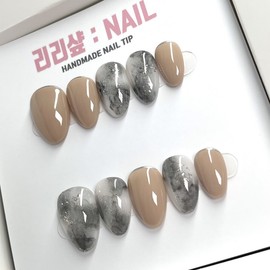 Modern Smoke Handmade Nail Tips - Oval / 모던스모크 수제네일팁 - 오벌