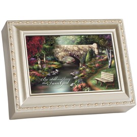 Be Still Know That I Am God Silvertone Rope Trim Jewelry Music Box Plays Amazing Grace