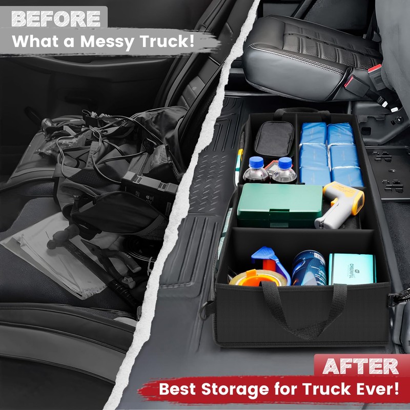 Under Seat Truck Organizer Storage Box with 1 Removable Divider