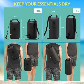 BODY GLOVE - Bolsa seca impermeable con bolsillo frontal con cremallera, 10 l/15 litros de almacenamiento en seco para playa, barco, camping, senderis