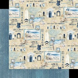 Graphic45 SANDY TOES AND SUNKISSED NOSE (1 PC) 12x12 Scrapbooking Paper BEACH