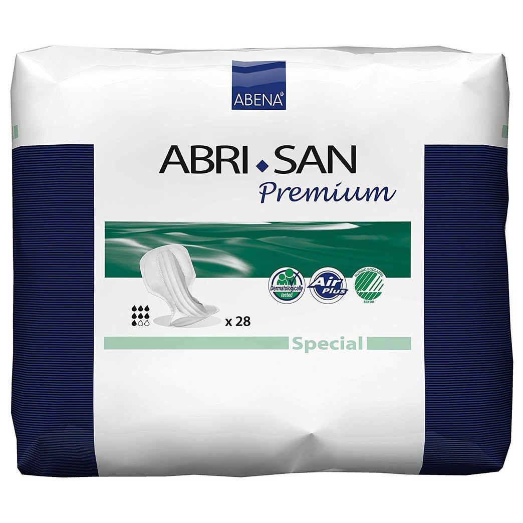 Abri-San Special Urinary and Fecal Incontinence Pads 300200 One Size Fits Most Pack of 28, White