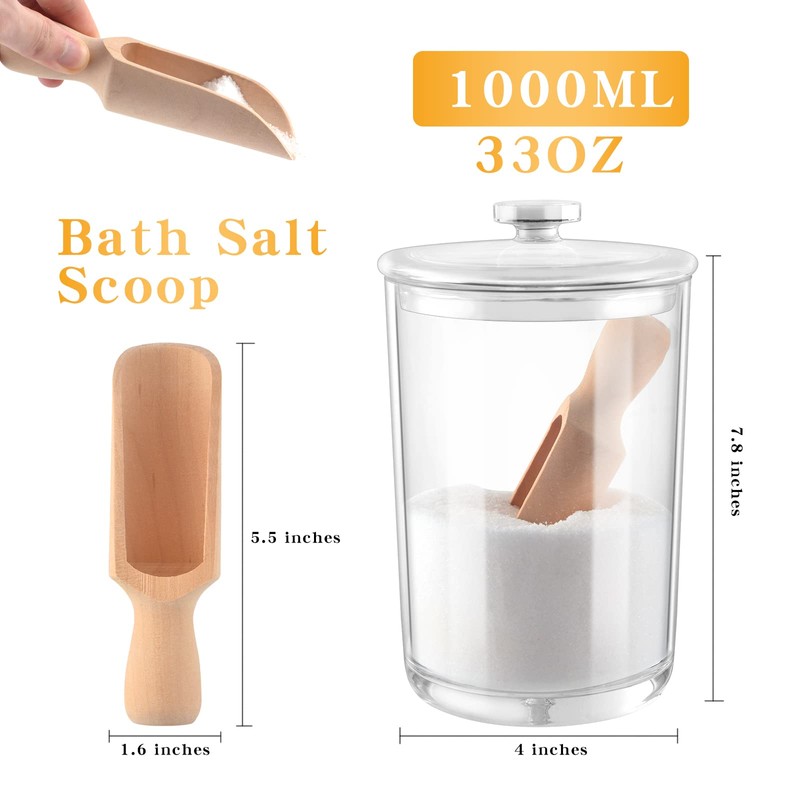1000ML/33OZ Acrylic Bath Salt jar with Scoop Bath Salt Containers