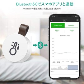 Smart Thermometer/Hygrometer, Bluetooth, Digital Thermometer/Hygrometer, Smartphone Compatible, Smart Sensor, Data Storage Function, Compact Round Shape (1 Piece)
