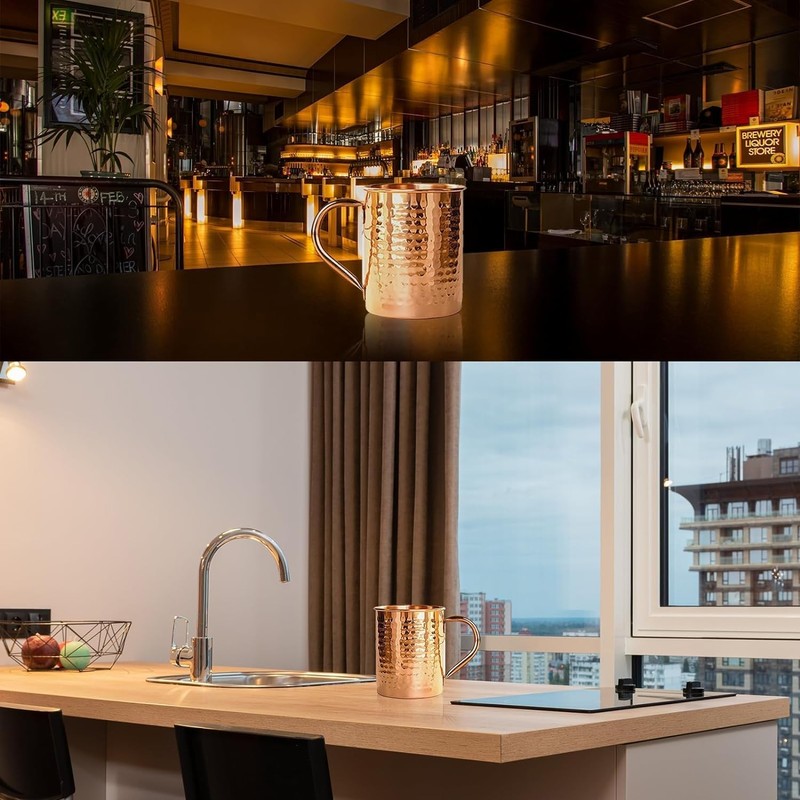 Mug Handcrafted of Pure THICK Copper - Timeless Hammered Finish