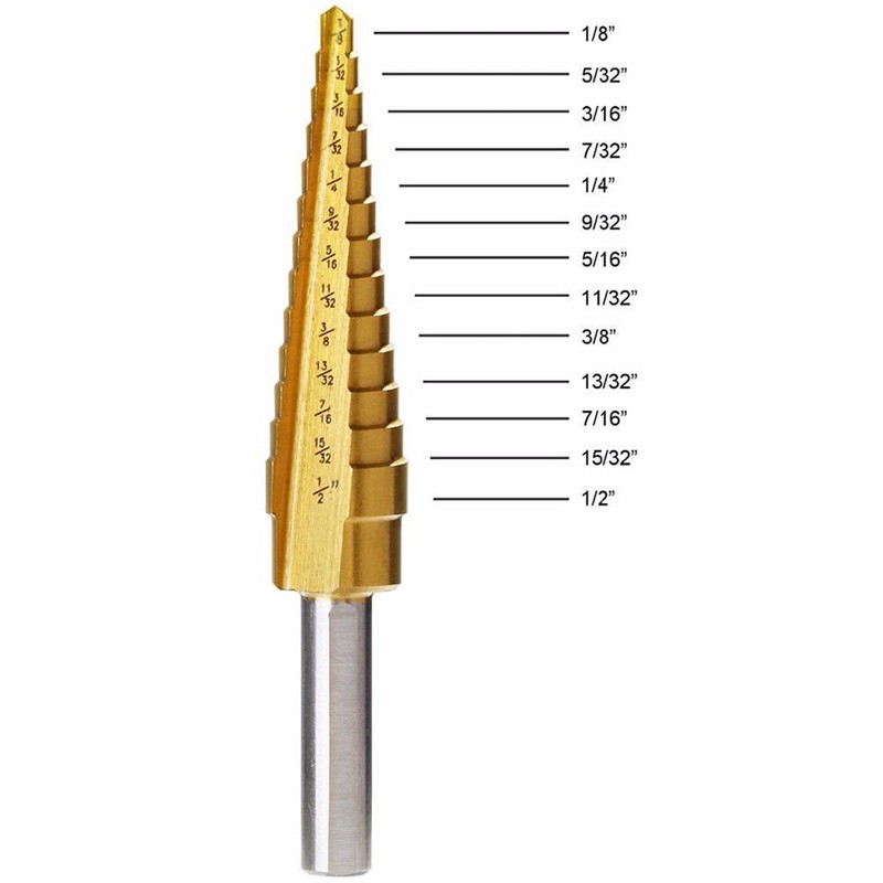 NUZAMAS 3 HSS Titanium Step Drill Bit Set with Automatic