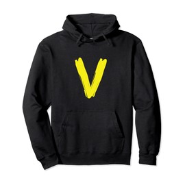 Creative Bold Yellow Letter V - Design Alphabet - Marker Pullover Hoodie