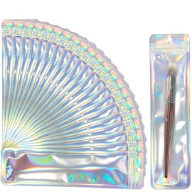 SOYANGNEK 100 Pcs Aurora Zipper Bags, 2.4 x 9.1 inches (6 x 23 cm), Small, Clear Plastic Aluminum Foil Bags, Reusable Aluminum Bags, Storage Bags, Thick, Zippered Packaging Sorter Bags, Accessories