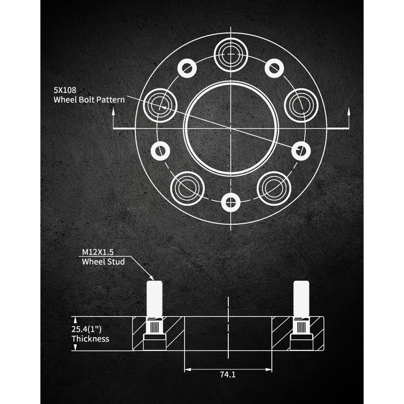 EVIL ENERGY 5x108 Wheel Spacers 1 inch Compatible for Ford
