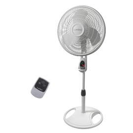 Lasko Oscillating Adjustable Pedestal Stand Fan with Timer and Remote for Indoor, Bedroom, Living Room, Home Office & College Dorm Use, 16 Inch, White, 1646