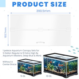 Sieral Aquarium Polycarbonate Canopy Set 15.37 x 7.63 x 0.12 Inch for 5 Gallon Without Center Brace Aquariums Cover Fish Tank Lid with a Hook Knife, Clear