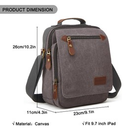 Rexmore Small Canvas Messenger Bag for Men,Vintage Causal Shoulder Bag Lightweight Crossbody Purse ideal Work Travel Business, Grey