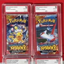 Graded 10 Full Art Set 2024 Surging Sparks Sealed Booster Pack Pikachu Latias