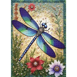 Puzzle 1000 Pieces for Adults, Gemstones Dragonflies with Flowers Puzzles, Natural Sophisticated Jigsaw Puzzle, 1000 Pieces Spring Landscape, Premium Quality for Collectors and Decoration (70 x 50 cm)