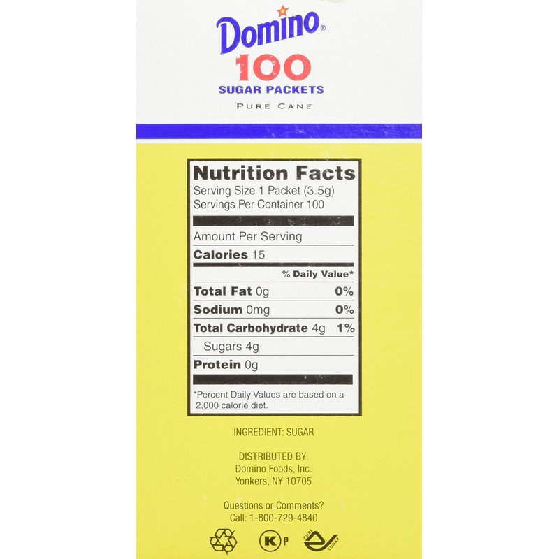 DOMINO SUGAR PACKETS - 100/ 3.54g Packs