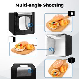 Photo Light Box, Portable 12/16/20/24/32 Inch Photo Studio Light Box, Shooting Tent Kit with 243 Light Beads and 6 Color Backdrops.Lightbox with 3 Stepless Dimming Light Boards for Product Photography