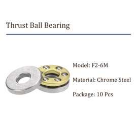 Kozelo 10pcs F2-6M Thrust Ball Bearings [2mm x 6mm x 3mm] Chrome Steel Miniature Thrust Bearings with Washers for Machine Tools