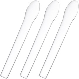 Pndeyo 3pcs Mini Metal Makeup Spatula, Silver Reusable Cosmetic Cream Spatulas Spoon, Skincare Scoop Applicator Facial Massage Beauty Tools for Mixing and Sampling Face Eye Cream- 2.73"×0.43"