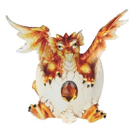ICE ARMOR 4"H Fantasy November Birthstone Orange Dragon Baby Hatchling in Egg Figurin -Exquisitely Detailed Mythical Dragon Figurine Sculpture, Hand painted Collectible Statue for Fantasy Enthusiasts