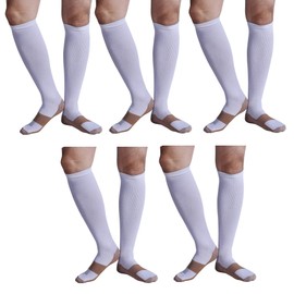Bcurb Graduated Compression Copper Socks (5 Pair) Below Knee Calves High Support Recovery Stockings Aid Blood Circulation Relieves Feet Foot Calf Ankle Pain and Aches (White, Large/X-Large)
