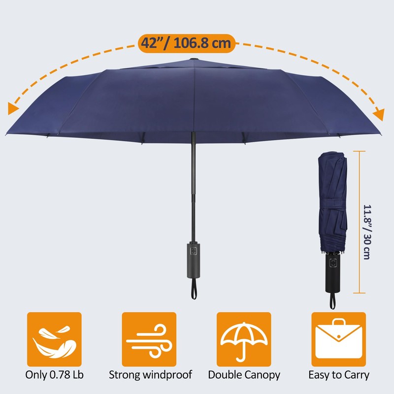 Gifmore Compact Windproof Umbrella - Automatic, Portable, Strong Foldable Travel