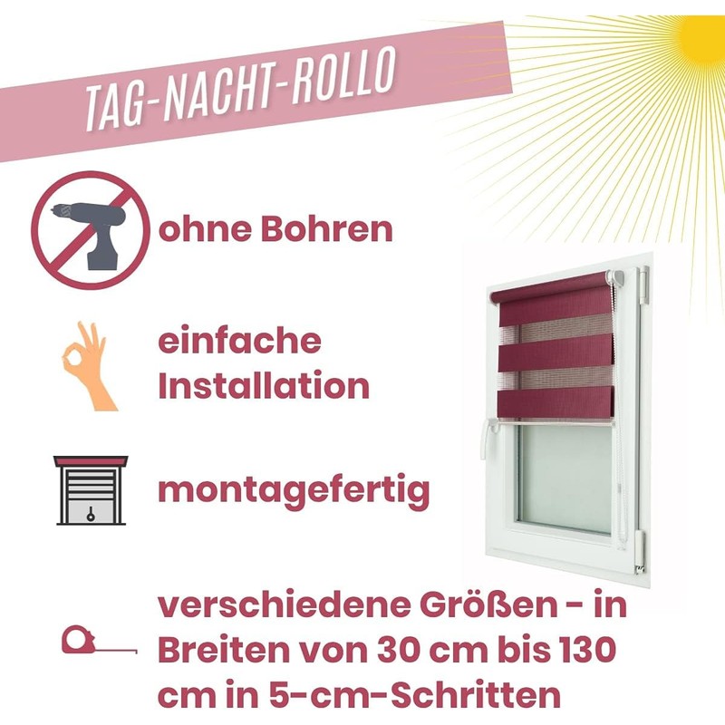 Fenster DEKOR - Roller Blinds for Windows Bleach Pink -