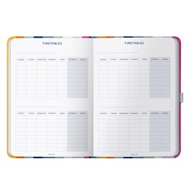 Busy B - Mid-Year Busy Life Diary from August 2024 to August 2025 - Stripes - Pocket Size Week to View A5 Diary with Pen Holder, Elastic Closure and Pockets