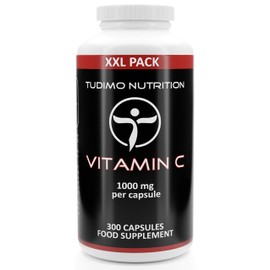 ★ ★ Tudimo Vitamin C 1000 mg – 300 pcs (10 months supply) to quickly, Capsules, 1000 mg for highest quality & Pure Ascorbic Acid Powder Large XXL Family Pack