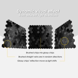 QMARK Peel and Stick Tiles for Kitchen, Self-Adhesive Metal Backsplash Tiles, 6 Pack 11" Aluminum Surface, 3D Metal Stick on Backsplash for Stove/Bathroom (Black)