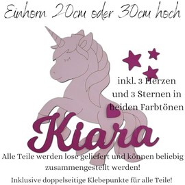 T√ºrschild I personalisiertes XXL Einhorn f√ºr das Kinderzimmer I die Kinderzimmert√ºr I pers√∂nliches Geburtsgeschenk oder Taufgeschenk I inkl. Klebepads, Sterne und Herzen (XXL Einhorn)