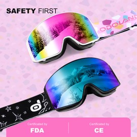 Odoland Children's Unisex Snowboard Goggles Helmet Compatible with UV Protection and Anti-Fog for Boys and Girls for Skiing
