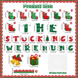 Faccito 70 Pcs Christmas Bulletin Board Decorations Set Xmas Stocking Cutouts with Red and Green Stripe Borders Classroom Decor for Toddler Kids Students Home Class School Supplies