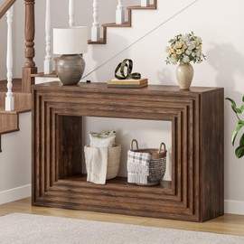 YITAHOME 47.2 Inches Farmhouse Entryway Table, Console Table with Storage, Entry Way Table for Living Room Bedroom Hallway or Home Office, Walnut