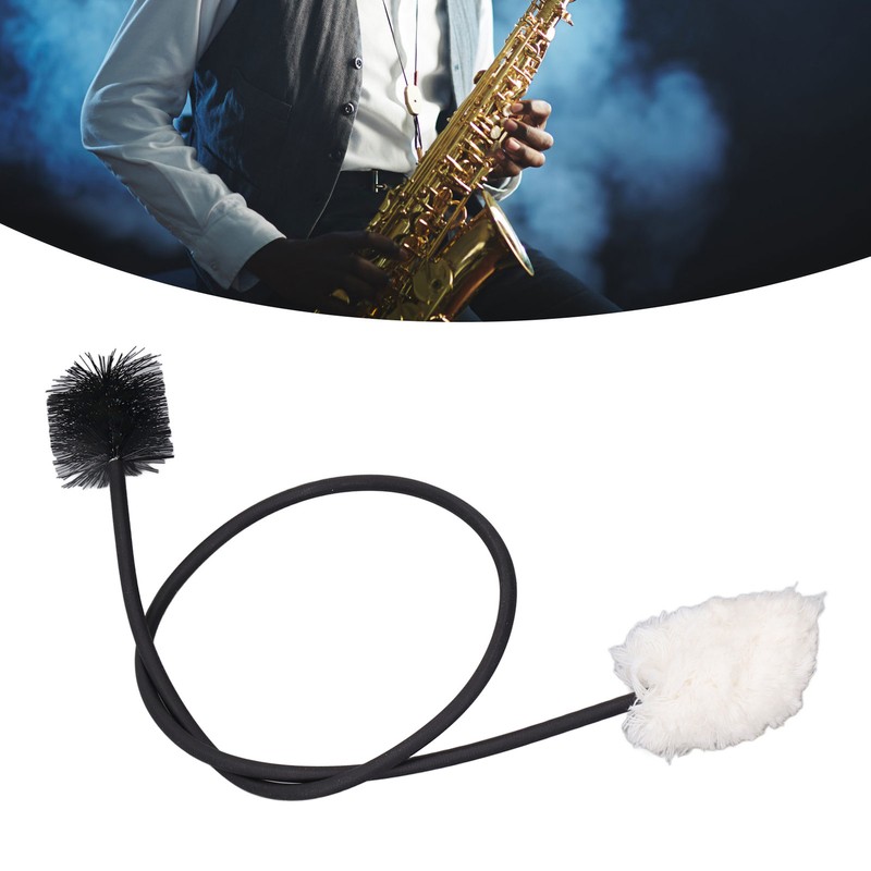Saxophone Neck Cleaning Brush 50cm Bendable Metal Cotton Thread and