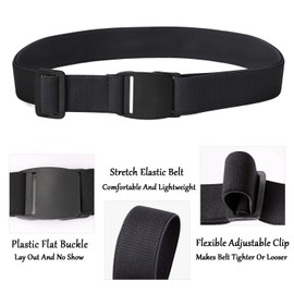 JASGOOD Womens Invisible Belt Comfortable Elastic Adjustable No Show Web Belt for Women or Men, Black,US Size 14+