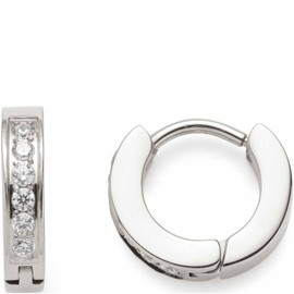 Leonardo 32025296 Women's Creole Earrings Stainless Steel Zirconia, Stainless Steel, No Gemstone