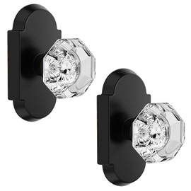 BonKuDoo 2 Pack Crystal Dummy Door Knobs, Inactive Glass Dummy Door Knob for Closets and Hallways, Matte Black