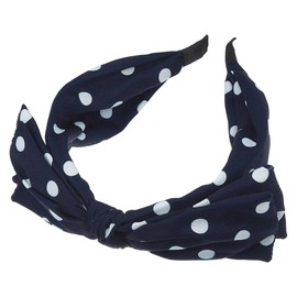 VOCOSTE Polka Dots Wide Bow Headbands, Fashion Hair Hoop with Bow Knotted, Blue, for Girl Women