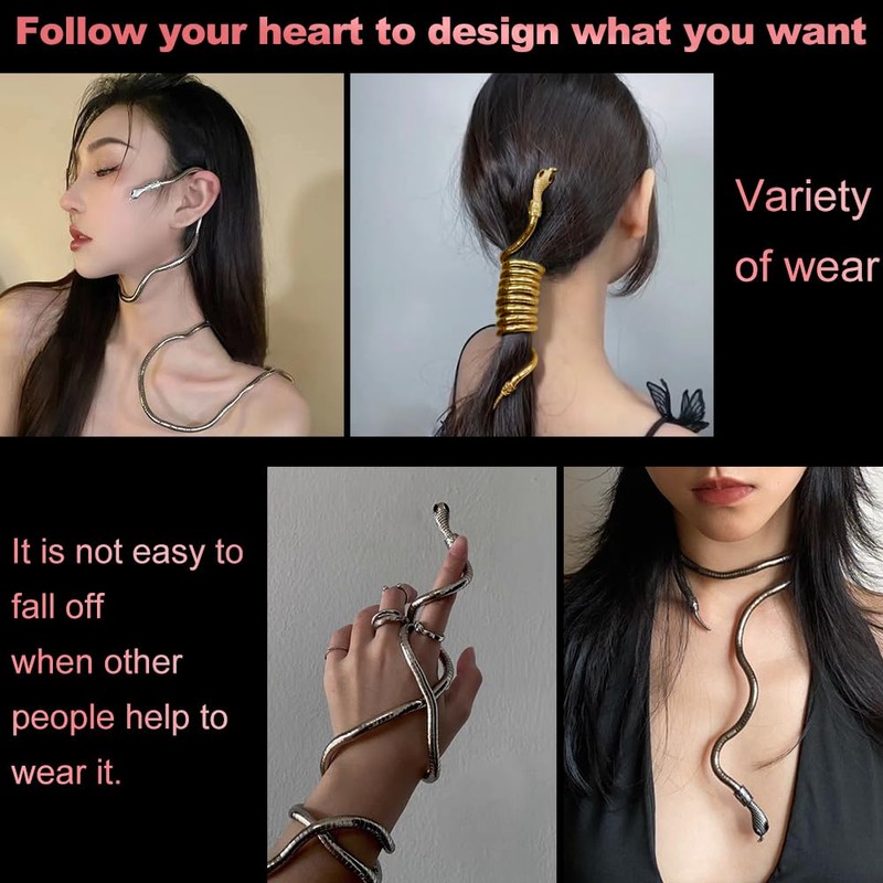 JKQBUX Bendable Snake Headpiece for Women Adjustable Punk Flexible Multi-Purpose