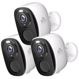 Rraycom 3pc WiFi Security Camera for Home,2K Battery Powered Cameras for Home Security with AI Motion Detection,Color Night Vision, Siren, IP66, 2-Way Talk,SD/Cloud Works Alexa&Google Assistant White