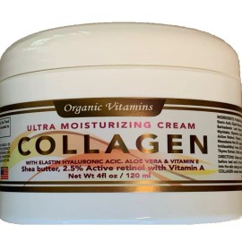 Collagen & Elastin Face Cream - 4oz | Anti-Wrinkle, Anti-Aging Moisturizer with Vitamins E & A, Shea Butter