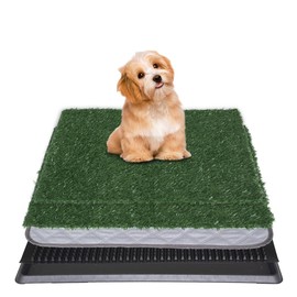 NINXANG Reusable Training Pad Potty with 2-Pack Replaceable Artificial Grass Quick Absorbent Indoor Portable Dog Patio Potty Washable Pee Pad for Small Medium to Large Dog